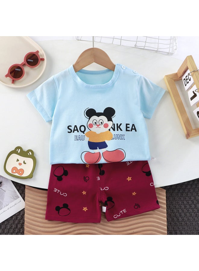 New Children's Wear Short-sleeved Suit Children's Short-sleeved Shorts Girls' Summer One-piece Boys' T-shirt Two-piece Baby Clothes
