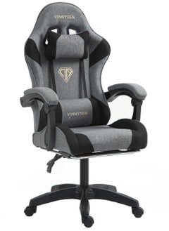 Gaming Chairs Computer Ergonomic Video Game Chair Backrest and Seat Height Adjustable Swivel Task Chair with Lumbar Support(Gray)Fabric Gaming Chair