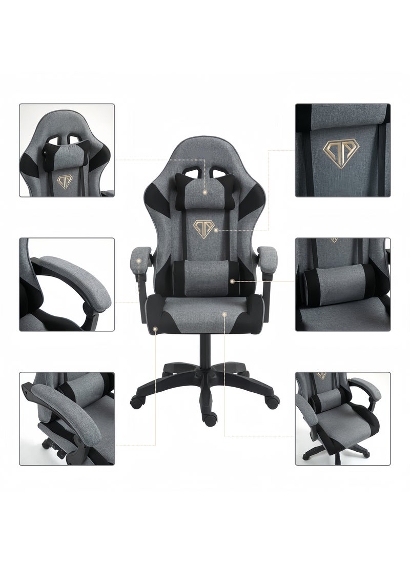 OHAHO - Gaming Chairs Computer Ergonomic Video Game Chair Backrest and Seat Height Adjustable Swivel Task Chair with Lumbar Support(Gray)Fabric Gaming Chair - Image 1