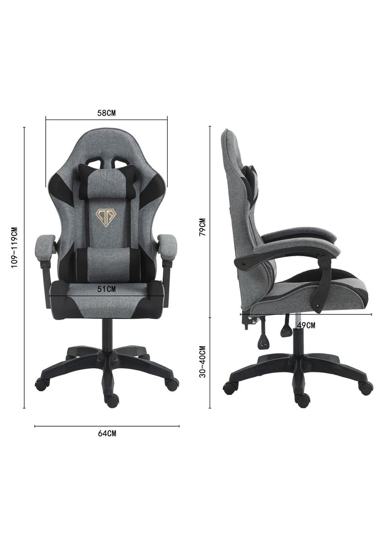 OHAHO - Gaming Chairs Computer Ergonomic Video Game Chair Backrest and Seat Height Adjustable Swivel Task Chair with Lumbar Support(Gray)Fabric Gaming Chair - Image 1