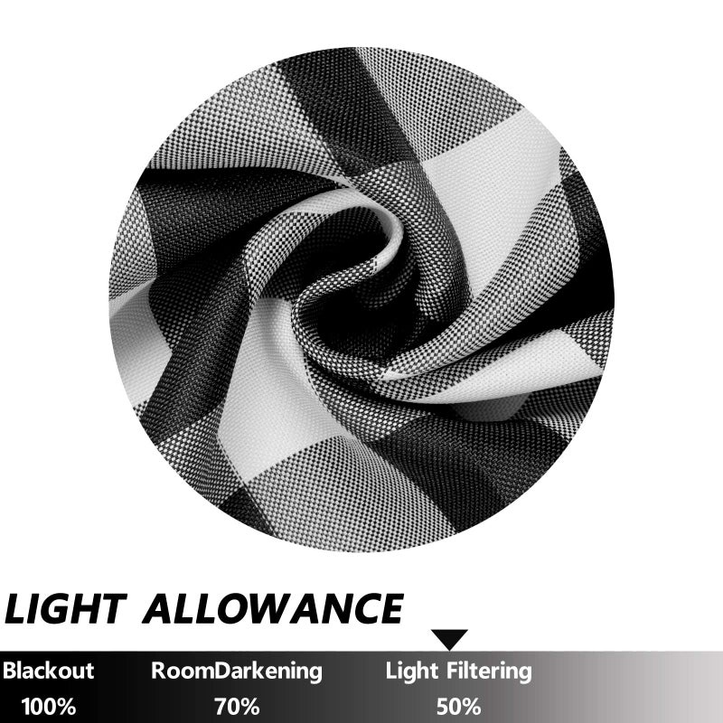 RLoncomix French Door Curtains Buffalo Plaid Window Curtains Rod Pocket Farmhouse Sidelight Curtains 25"W x 72"L Black/White - Image 5