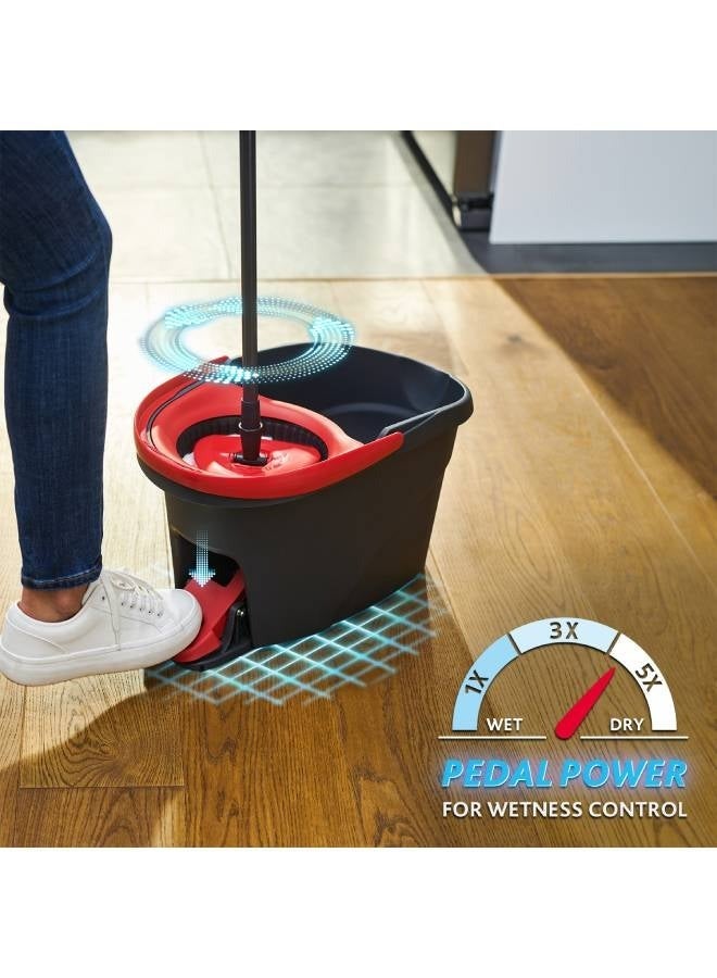Easy Wring, Clean Spin Mop And Bucket Set With Foot Pedal, Telescopic Handle 85 – 123 cm, Floor Mop With Spinning Wringer, 2-in-1 Microfibre Mop Head Assorted