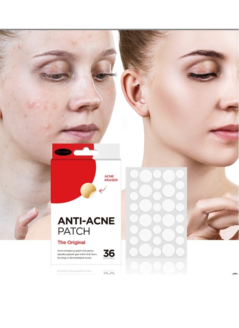 MEJISOO Anti-Acne Pimple Patch for covering Zits and Blemishes, Hydrocolloid Spot Stickers for Face and Skin 36 Piece  - Image 1