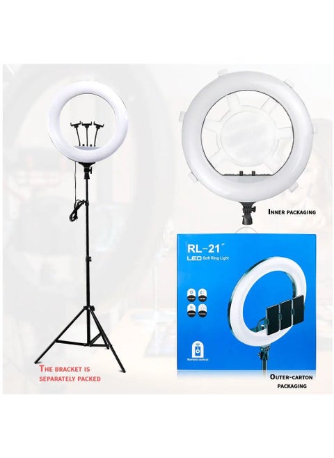 Ring Light With Photography tripod Stand And Remote Control for tiktok snapchat youtube online streaming 21-inch Big Selfie light RL-21 with Remote Black