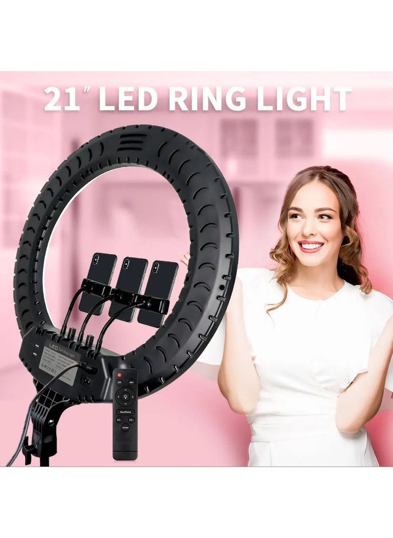 Ring Light With Photography tripod Stand And Remote Control for tiktok snapchat youtube online streaming 21-inch Big Selfie light RL-21 with Remote Black