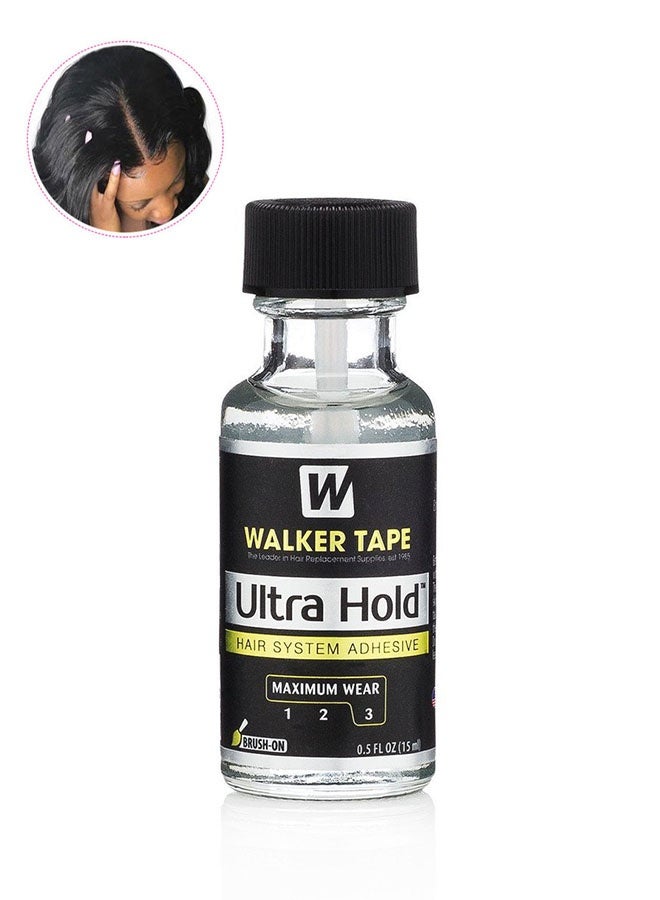 Walker Tape Ultra Hold Hair System Adhesive, Thin Silicone Hair Replacement Adhesive, Long Lasting Fixation For Poly And Lace Wigs, 3-4 Weeks, Wigs, Wig Systems, Invisible, Waterproof Adhesive, 15ML - Image 1