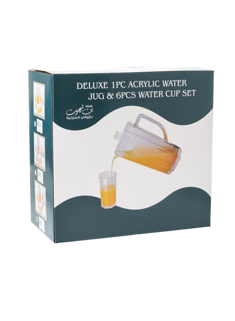 A jug set with 6 clear acrylic cups