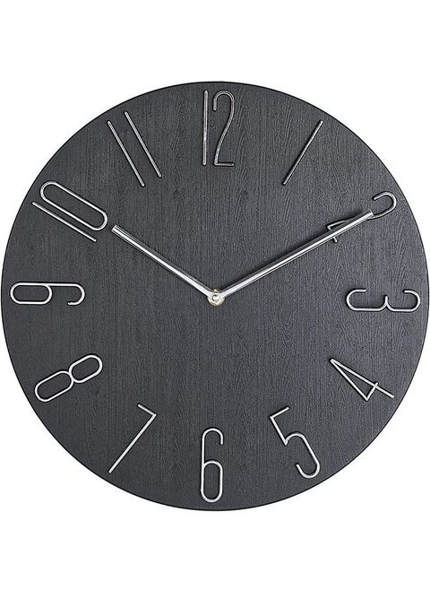 Wall Clock modern minimalist decor. Ultra silent non-ticking accurate movement. Wood imitation. Non digital wall clocks for living room bedroom kitchen or office. 30 cm (Black)