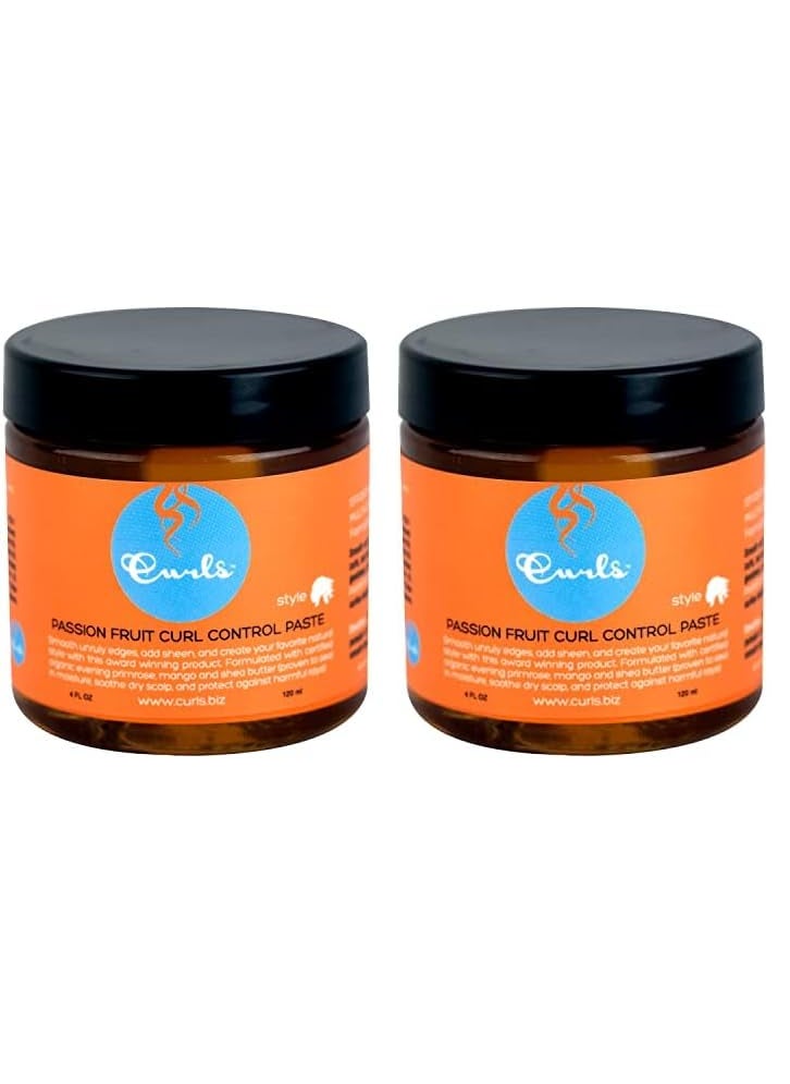 Curls Curls Passion Fruit Control Paste  For Edges and Frizzy Hair  For All Types  4 Fl Oz Pack of 2 