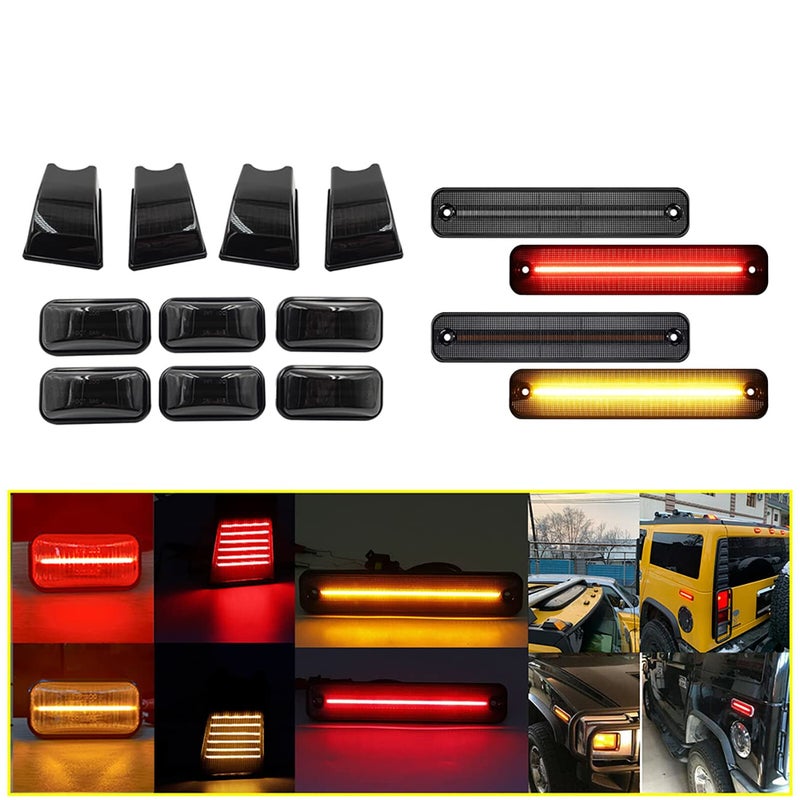 TOTMOX 14 Pack Hummer H2 Cab Roof Lamps Compatible with 20032009 Hummer H2 and H2 SUT Top Clearance LED Side Marker Light Kit Front Rear AmberRed Cab Roof Lamps Replacement