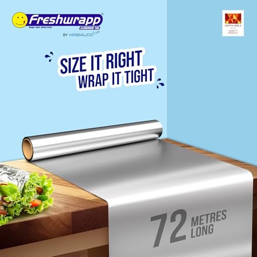Hindalco Aluminium Foil Paper/foil paper for Kitchen/Eco-Friendly Freshwrapp Aluminium Foil Food wrap/Bacteria Resistant/Disposable/Food Parcel 72 Meter_Silver-Combo Pack of 1 - Image 2