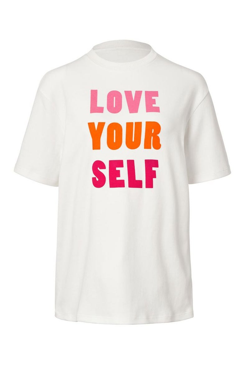 Tchibo Women Crew Neck Short Sleeve Graphic Top, White - Image 2