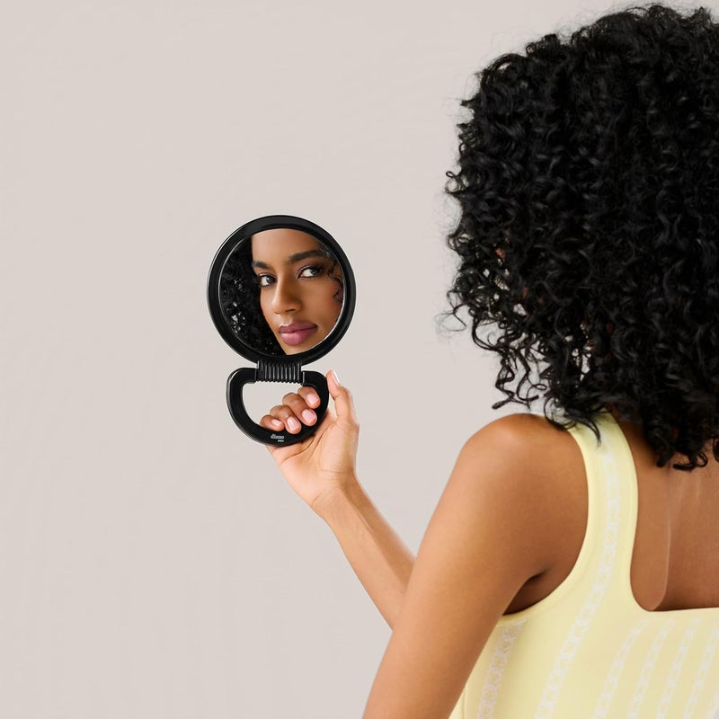 Diane Plastic Handheld Mirror – Magnifying 2-Sided Vanity Mirror with Folding Circle Handle and Stand for Hanging – Medium Size, 6”x 10” for Travel, Bathroom, Desk, Makeup, Beauty, Grooming, D1014 - Image 3