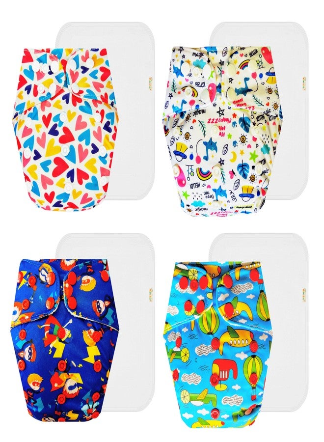 Dumbledo Premium Cloth Diaper with Cotton Insert (Pack of 4) | Hypoallergenic | Leakproof | Adjustable Snaps | Perfect for Indian Summers | 3 Months - 3 Years | Unisex Baby - Image 1