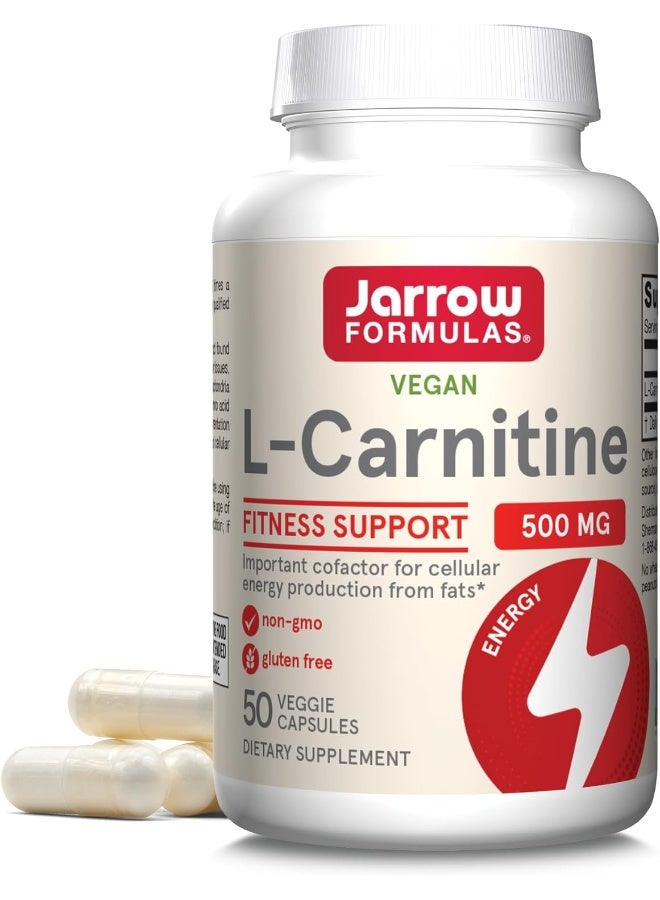 jarrow formulas L-Carnitine Tartrate 500 Mg, Important Cofactor For Energy Production (Atp) From Fats, Up To 50 Servings, White, 50 Count - Image 1