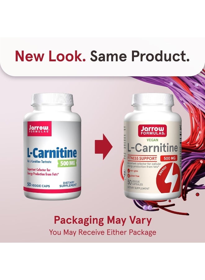 jarrow formulas L-Carnitine Tartrate 500 Mg, Important Cofactor For Energy Production (Atp) From Fats, Up To 50 Servings, White, 50 Count - Image 2