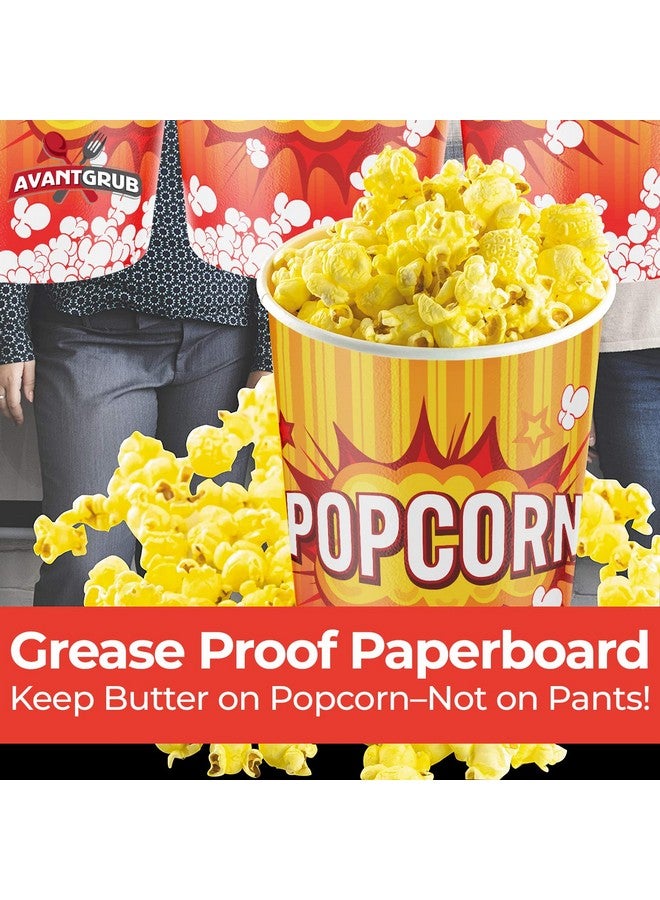 Avant Grub Leakproof Super Durable 32oz Popcorn Cups 200 Pk. Grease-Proof Disposable Pop Corn Tubs With Cool Design Are the Ultimate Movie Theater Accessory. Large Containers Great for Any Party or Event.  - Image 4