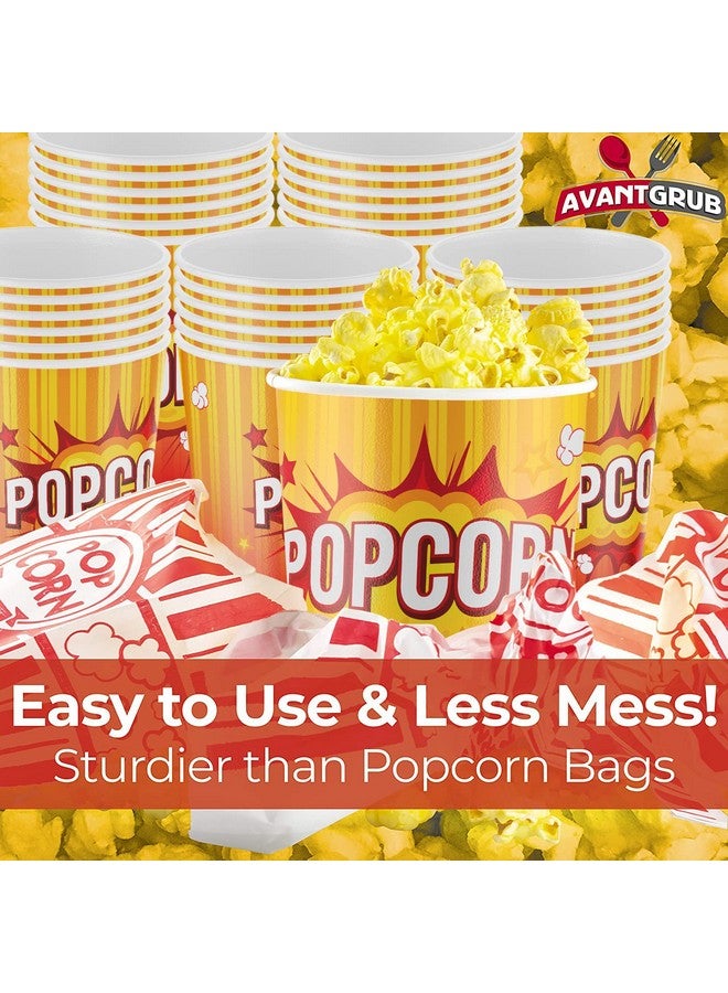 Avant Grub Leakproof Super Durable 32oz Popcorn Cups 200 Pk. Grease-Proof Disposable Pop Corn Tubs With Cool Design Are the Ultimate Movie Theater Accessory. Large Containers Great for Any Party or Event.  - Image 5