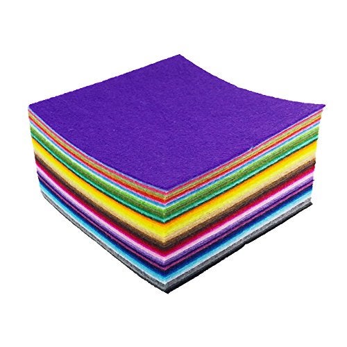 flic-flac 48PCS 6 x 6 inches (15 x 15cm) Assorted Color Felt Fabric Sheets Patchwork Sewing DIY Craft 1mm Thick … (15cm * 15cm, 48pcs) - Image 1