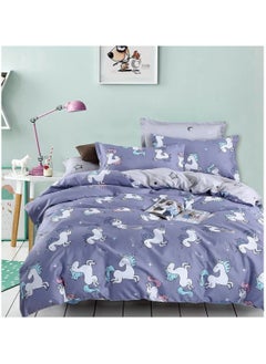 AL RAID 4-Piece Kids Single Size Bed Sheet Set - Fun Themed Designs Single Size Bedding Set Include Duvet Cover with 2 Pillowcases and Fitted Sheet 160x210cm 