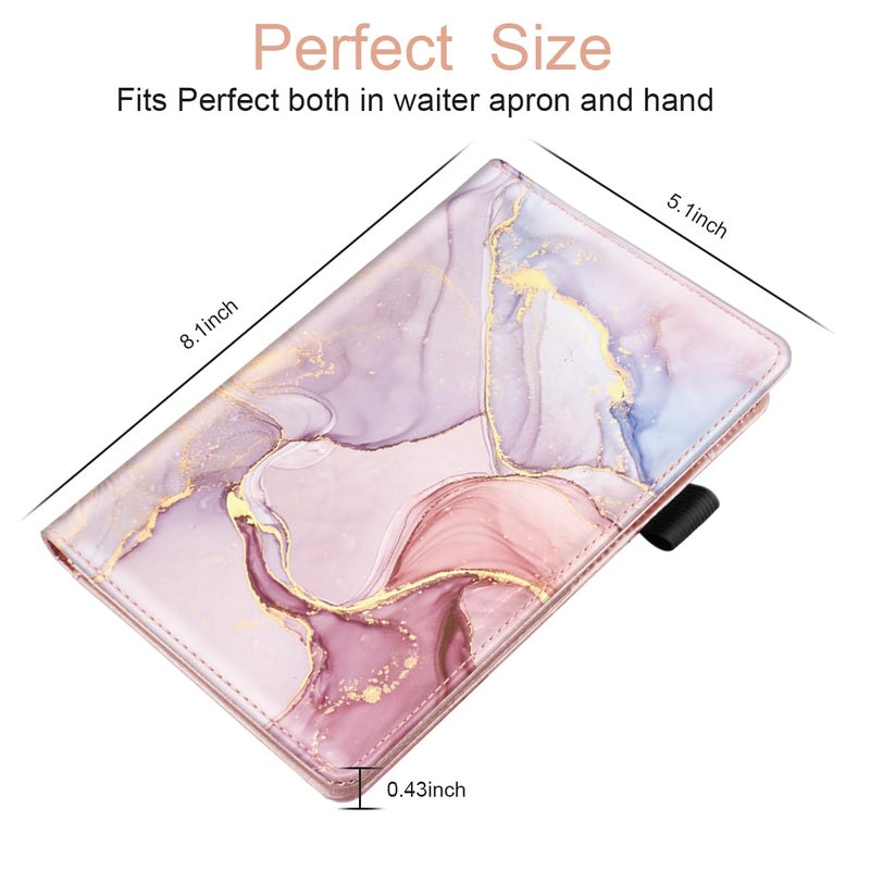 WAVEYU Server Book for Waitress Book with Zipper Pocket, Cute Server Books for Waiter Leather, Money Organizer Wallet, Cash Check Bill Receipt Holder Presenter, 8x5 inch, Colorful Marble - Image 4