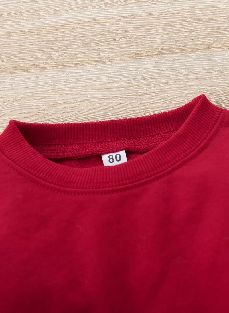 Baby Unisex Solid Batwing Sleeve Sweatshirt With Joggers - Image 3