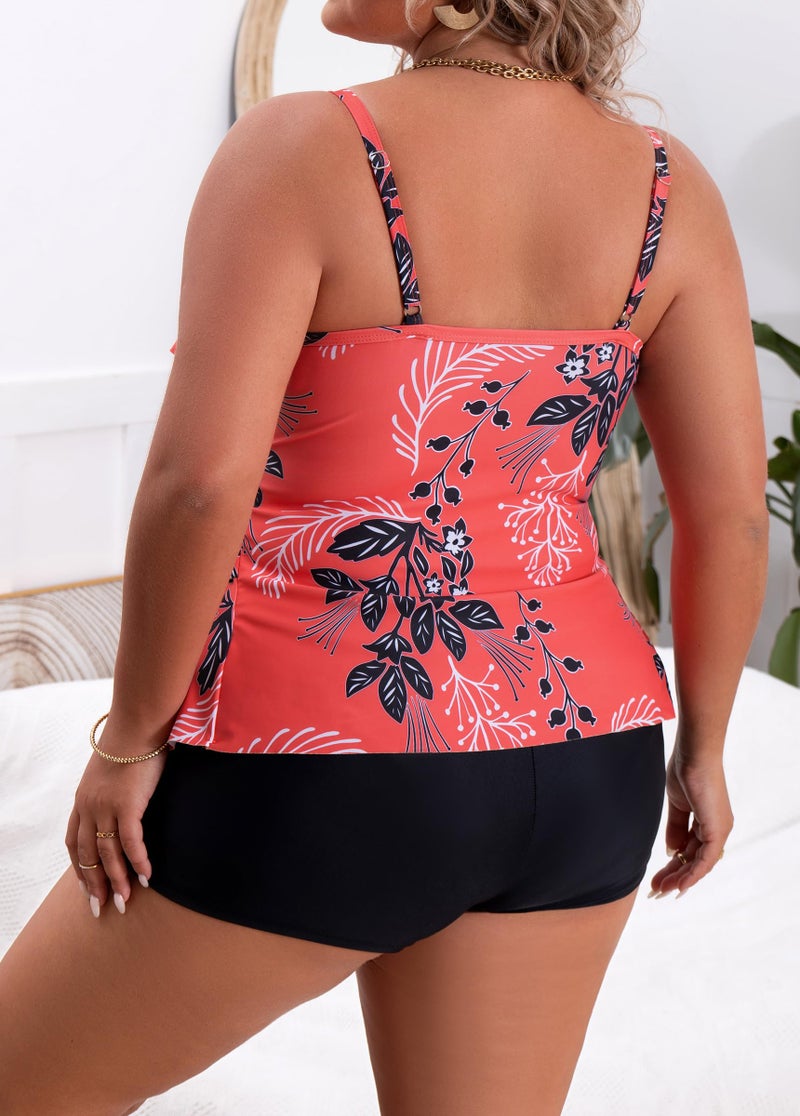 B2prity Women Plus Size Tankini Swimsuits Tummy Control Two Piece Bathing Suit Ruffled Flounce Swimwear with Shorts - Image 4