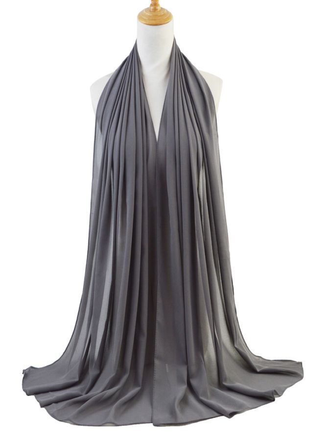 Fatah Long Chiffon Crepe Scarf - Dark Gray Color 