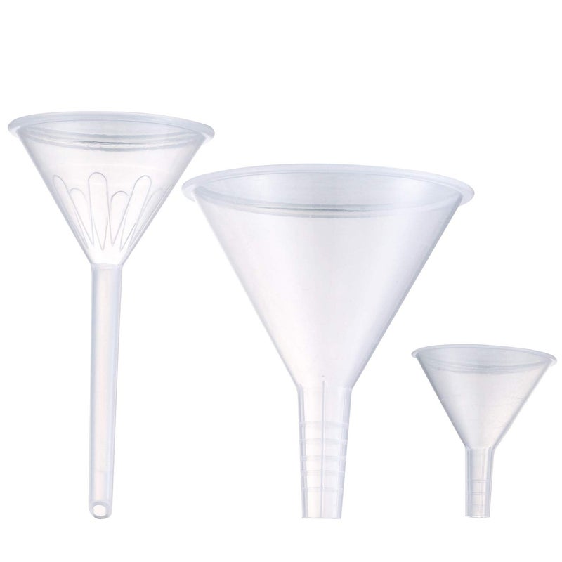 Young4us Plastic Funnel Set, 3 Pcs Lab PP Funnels, 100mm x 2, 75mm x 2, 50mm x 2 (Pack of 3) - Image 1