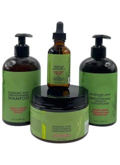 DubaiGallery Organics Rosemary Mint Strengthening Trio Set - Shampoo, Conditioner, Hair Mask, hair Growth oil- Infused With Biotin, Cleanses And Helps Strengthen Weak And Brittle Hair  - Image 1