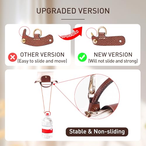 OAikor Upgraded 4 Buckles Purse Strap Replacement Compatible with Longchamp SM Bag AntiSlip Leather Bag Straps Conversion Kit Handbags Crossbody Shoulder Strap 3448 Adjustable for WomenBrown - Image 3