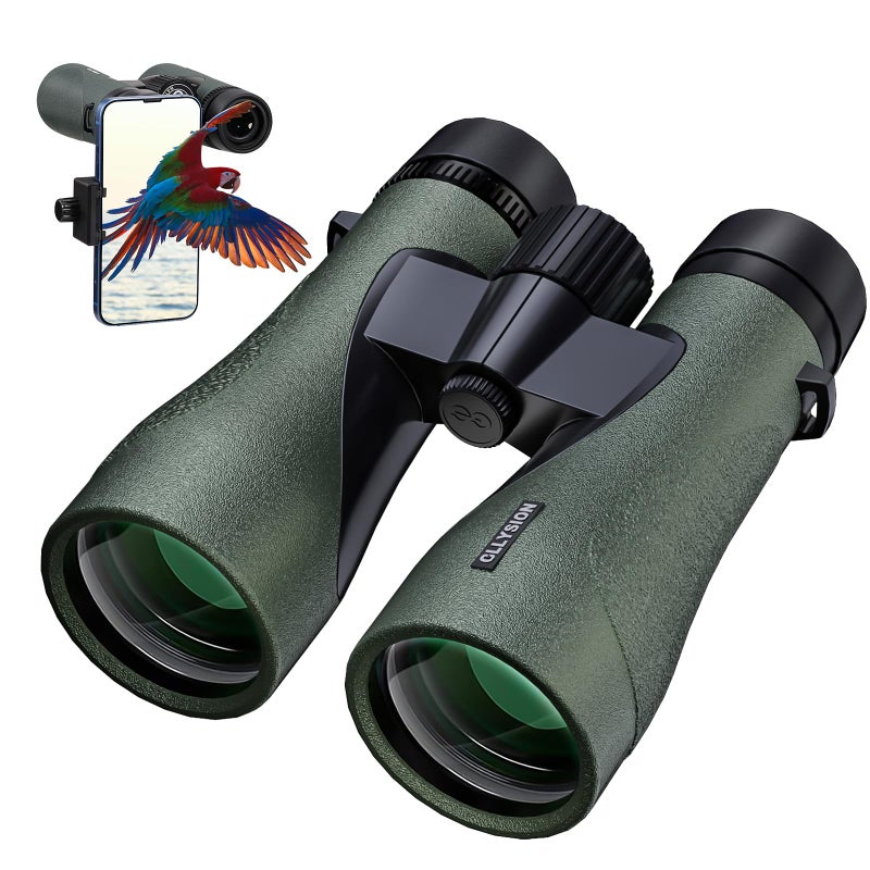GLLYSION 12X50 Professional HD Binoculars for Adults with Phone Adapter, High Power Binoculars with BaK4 prisms, Super Bright Lightweight & Waterproof Binoculars Perfect for Bird Watching, Hunting, Stargazing - Image 1