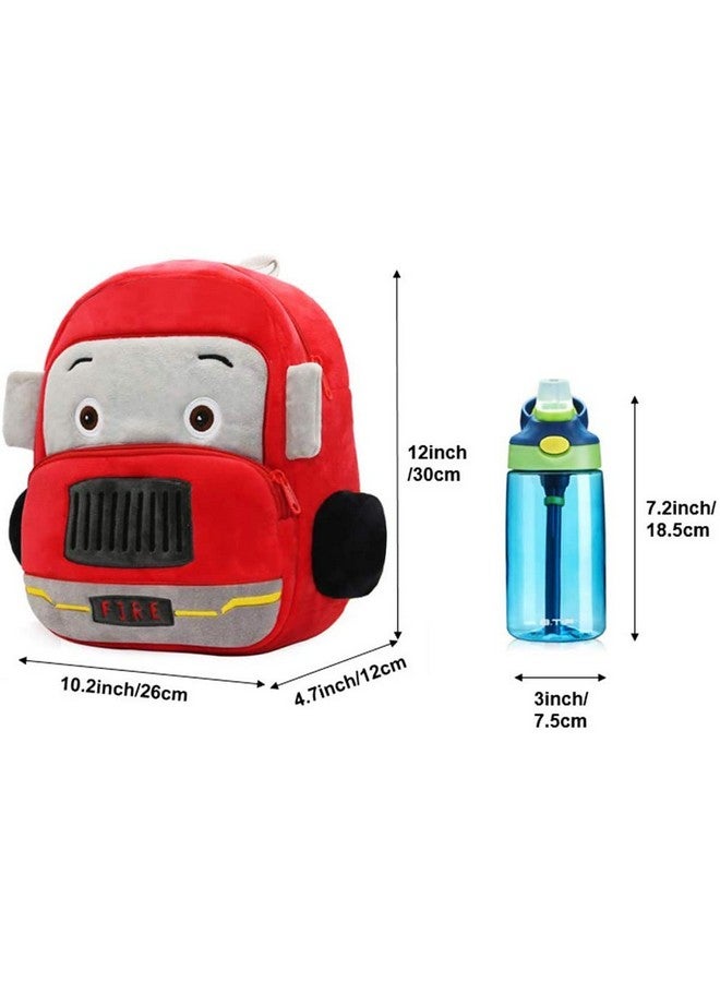 فرانتك حقيبة مدرسية ناعمة للسفر برسومات كرتونية لحيوانات الأطفال، حقائب ظهر من القطيفة الناعمة للأولاد والبنات من عمر 2 إلى 5 سنوات، مناسبة للأطفال/الأولاد/الفتيات، الحضانة، مرحلة ما قبل المدرسة، النزهة (Redfireengine)، سعة 10 لتر - Image 3