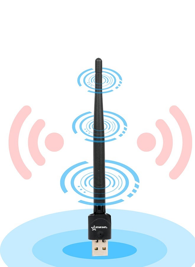 ستارسات دونجل واي فاي لاسلكي 2.4 جيجا بمنفذ USB مع هوائي أسود - Image 1