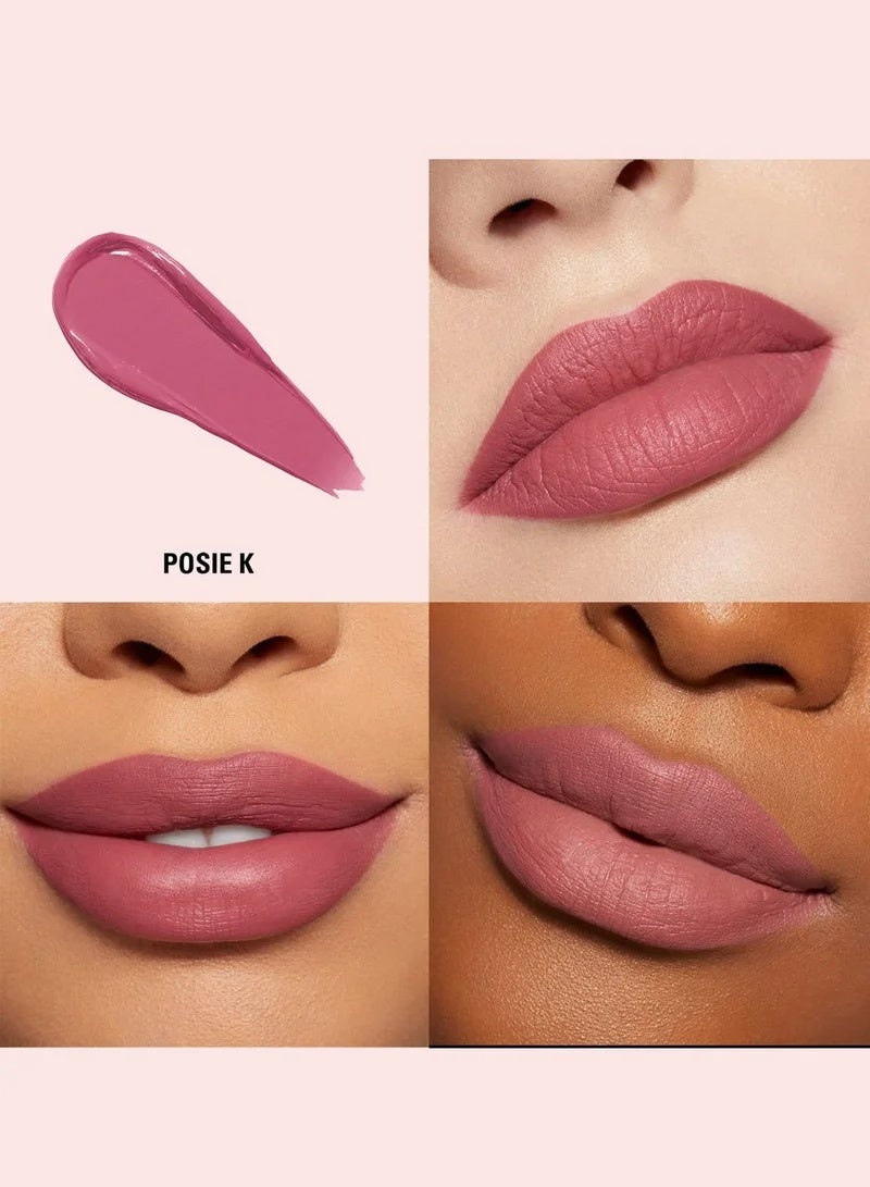 كايلي كوزماتيكس طقم Velvet Lip Kit – 100 POSIE K – مجموعة أحمر شفاه سائل مخملي ومحدد شفاه بلمسة مطفية ناعمة وثبات طويل (3 مل) - Image 4