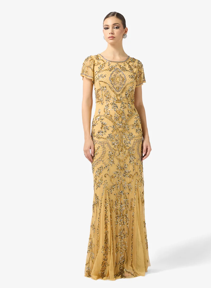 اميليا روز Embellished boat neck maxi dress