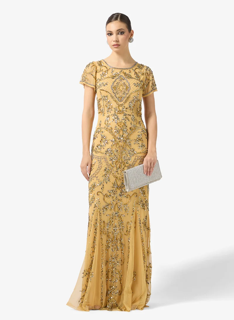 Amelia Rose Embellished boat neck maxi dress