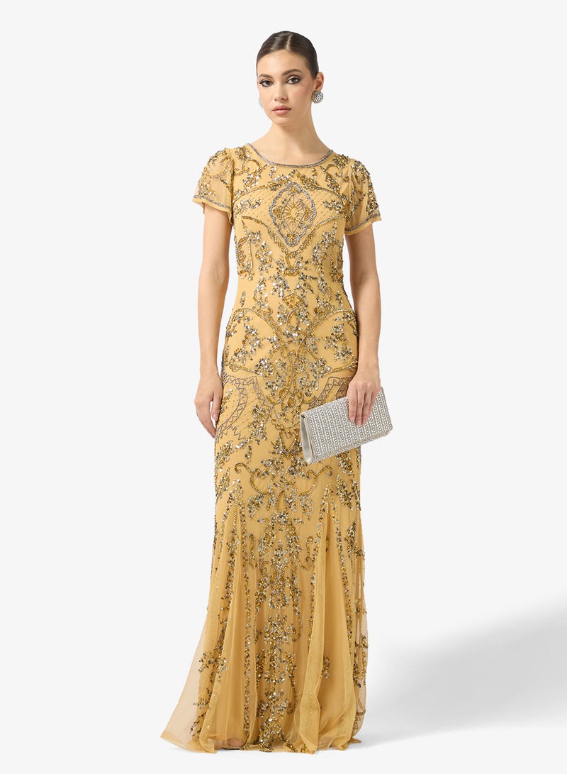 Amelia Rose Embellished boat neck maxi dress - Image 4