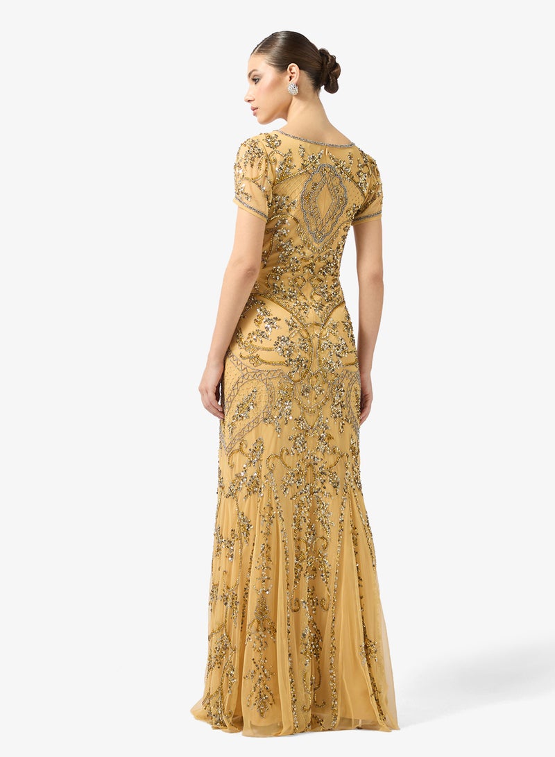 Amelia Rose Embellished boat neck maxi dress - Image 2