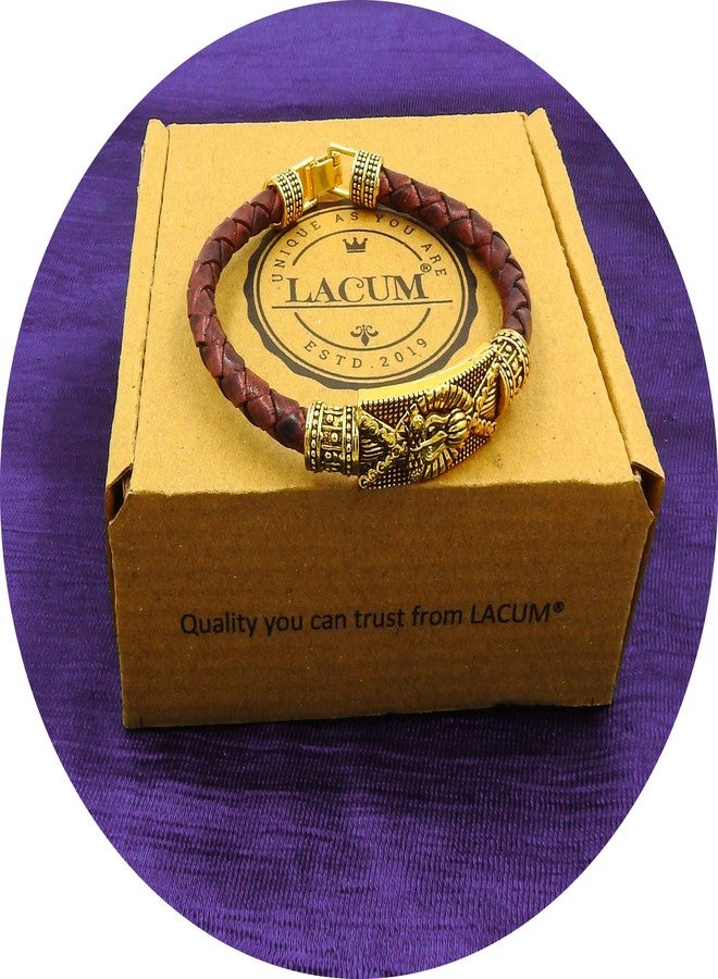 LACUM سوار تريشول دامرو المصمم من المعدن والجلد من LACUM للجنسين باهوبالي كادا للرجال والنساء والأولاد والبنات (LAC125KDA0X) (TRI_SHIV) - Image 2