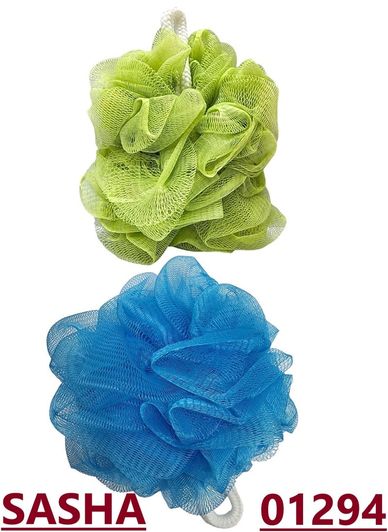 Sasha - 2-Piece Mesh Bath Sponge Loofah Multicolor 13cm - Image 1