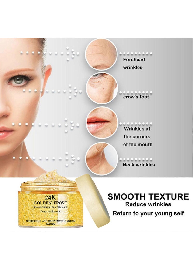 EELHOE 24k Golden Frost Cream Moisturizing Oil Control Cream Nourishing Rejuvenating Anti-aging Oil Control Face Cream 50g - Image 3