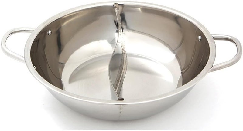 Jolfay Jolfay Stainless Steel Two-Handed Pot, Partition Pot, Mandarin Duck Pot, Gas Stove, High Strength Pot with Lid, Tabletop Pot, for 2 People, Enjoy Two Flavors at The Same Time, Stainless Steel  - Image 1