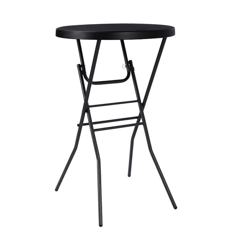 pollilar Cocktail Table 28in Portable Folding Bar Height Table, Compact Round High Top Plastic & Steel Bistro with Removable Legs, Indoor Outdoor RV Patio Catering Parties Commercial Events-Black - Image 1