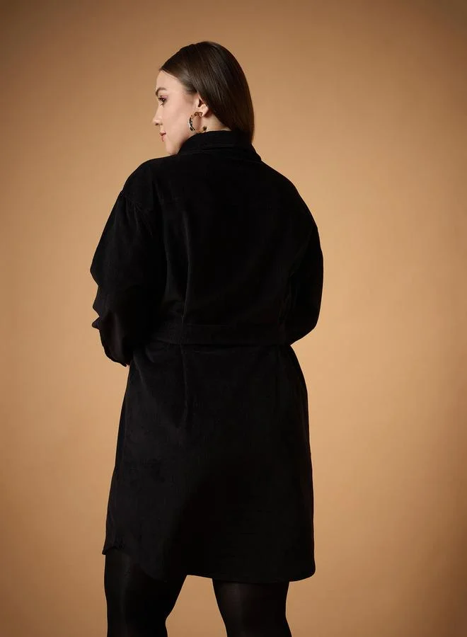 SASSAFRAS Corduroy Belted Dress