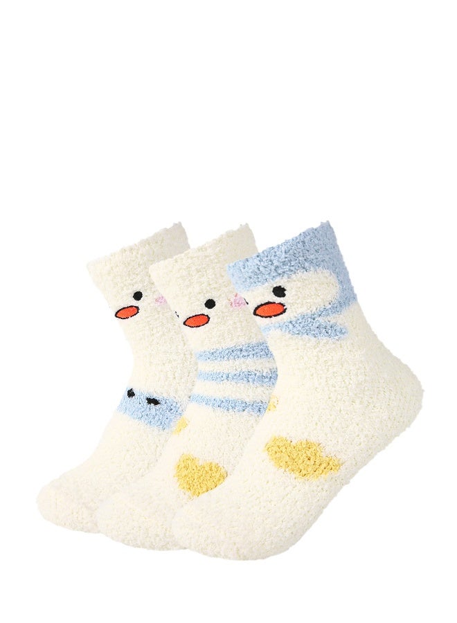 3 Pairs Fuzzy Socks, Warm Soft Slipper Sock, Fuzzy Bed Socks, Fluffy Kids Socks, Warm Comfy Girls Socks, Sleeping Thermal Fleece Plush Sock, for Winter Home Sleeping Holiday Gifts for Kids Girl - Image 2