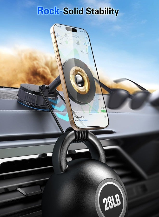 volport Dashboard Suction Cup Phone Mount for Magsafe: Dual Rotatable 360°Adjustable Nano Gel Vacuum Magnetic Phone Holder for Vehicle Screen Windshield Dash, Rock Solid Car Mount Compatible Mag-Safe iPhone - Image 5