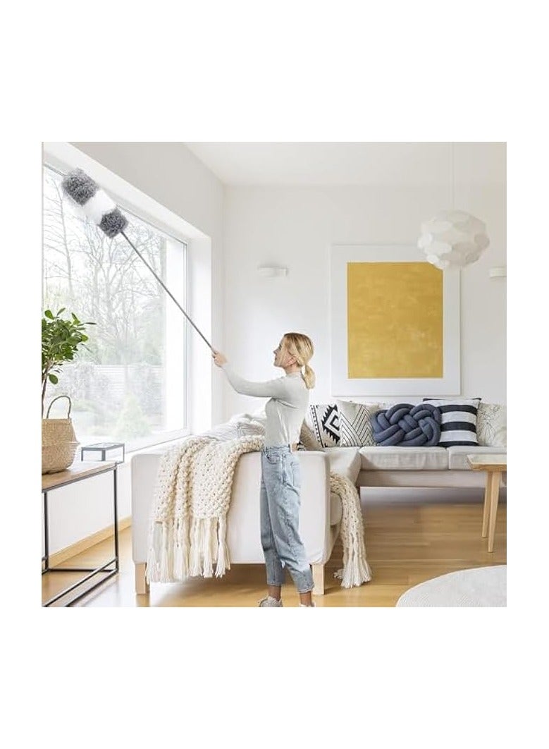 إيروريكس منفضة ريش من الألياف الدقيقة، 5 قطع قابلة لإعادة الاستخدام وقابلة للغسل وقابلة للانحناء على شكل شبكة العنكبوت مع عمود تمديد إضافي بطول 100 بوصة لتنظيف مروحة السقف والأسقف العالية والستائر والأثاث والسيارات - Image 3