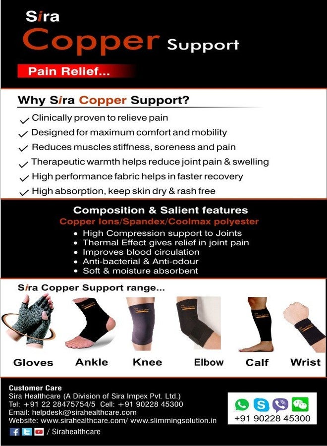JOINTCOMFO Sira Copper Compression Knee Sleeve, Arthritis Pain Relief, Knee Swelling, Joint Pain, Graduate Compression in Knee Pain Relief, Best In Knee Pain Relief, Compression Knee Sleeves, Muscles & Joint Pain Relief for UNISEX. Single Sleeve - Image 5