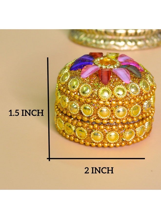 santarms kumkum box handcrafted sindoor refilable for married women shadi ka gift puja sindur shringar dani dabbi beautiful gifting moti dibbi fancy decoration (PACK OF 2) - Image 2
